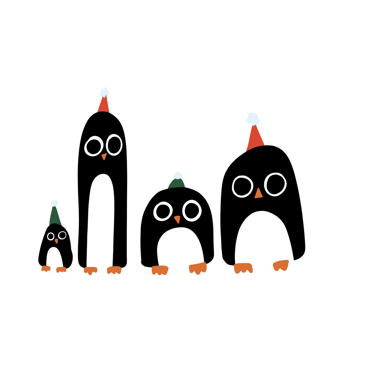 Four Snowy Penguins Sticker