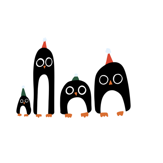 Four Snowy Penguins Sticker